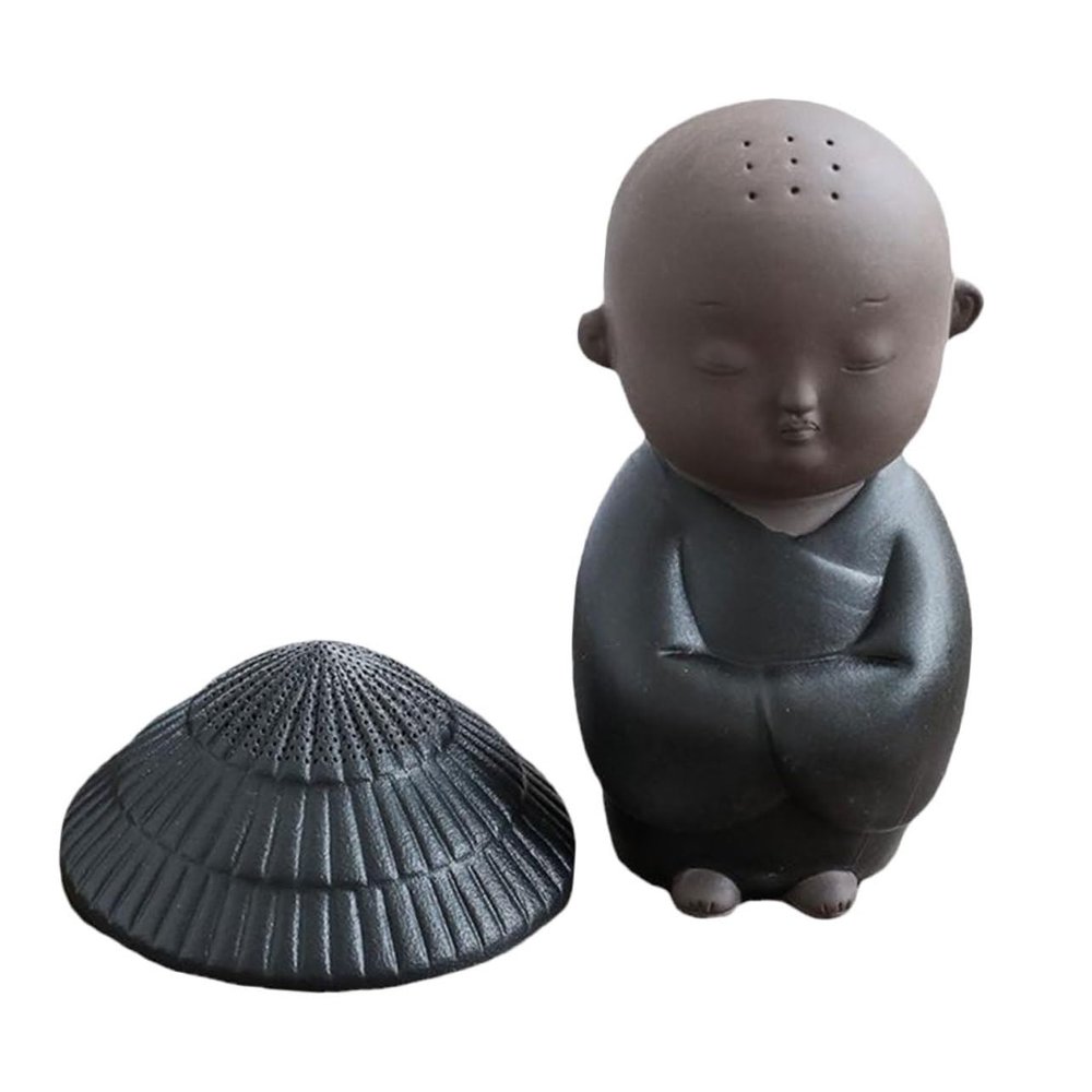 PRETYZOOM Ceramic Tea PET Adornment Mini Monk Ornament for Loose Leaf Tea