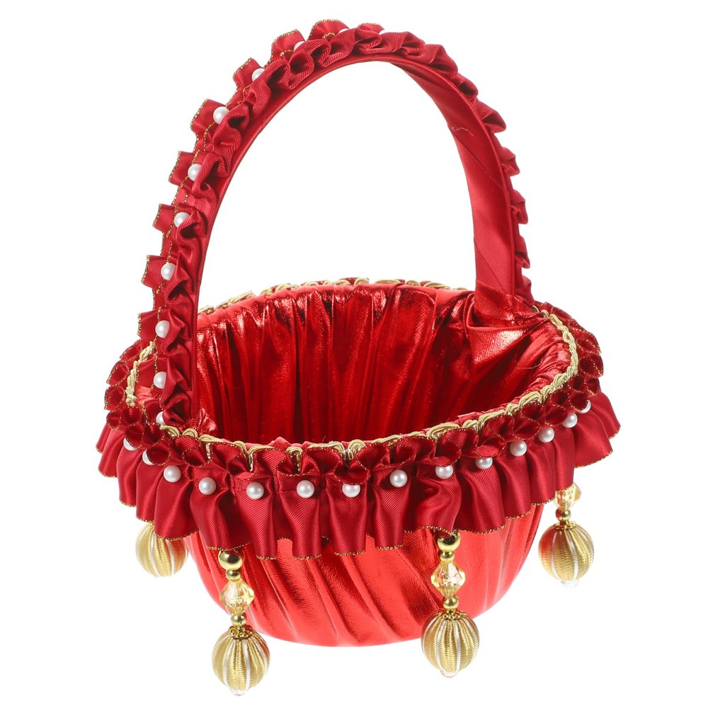 Unomor Wedding Flower Girl Elegant Style Flower Basket for Flower Girl Wedding Party Decorati
