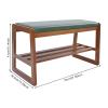BAITGMYING Entryway Shoe Rack, Solid Wood Shoe Bench, Household Multi-Layer Shoe Storage Bench, Indoor Seating Bench with Padded Seat, for Living Room Bedroom Entryway (Nut-Brown + Green) view 2