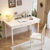 GRIPITHPY Mid Century Modern Desk,Rubber Wood Desks with Drawers,Simple Style Writing Table Workstation for Bedroom,Living Room Home Office(80 * 60 * 75cm/31.5 * 23.6 * 29.5 in, White) view 1