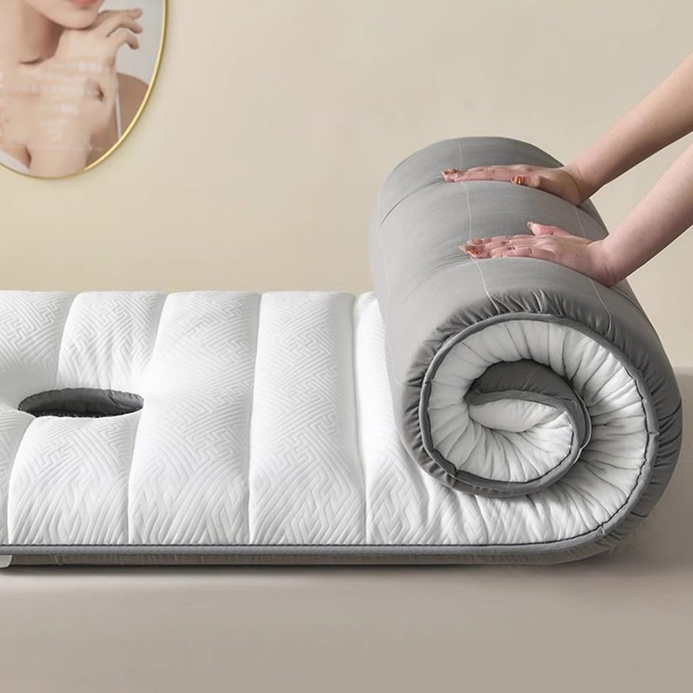 White 4cm,T 80190cm,Memory Foam Mattress Topper for Massage Bed Lash Bed Topper High Density with Face Hole and Elastic Straps Comfort & Support Lash Bed Cushion for Beauty Salon