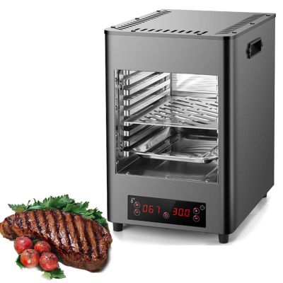 8-Layer Electric Steak Broiler, Commercial/Home Countertop Oven, 0-30mins Timer, 800 Heating Temp, Automatic Steak Grill Machine, LCD Touch Panel, Air Fryer Oven,Grey-110V