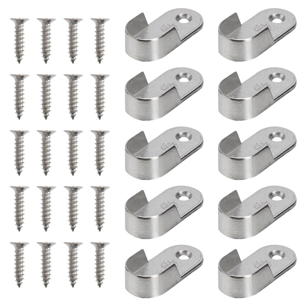 Closet Rod Brackets 100Pcs Oval Closet Rod End Supports Furniture Accessories Wardrobe Tube Support Bracket Clothes Hanging Rod Holder for Closet Bathroom