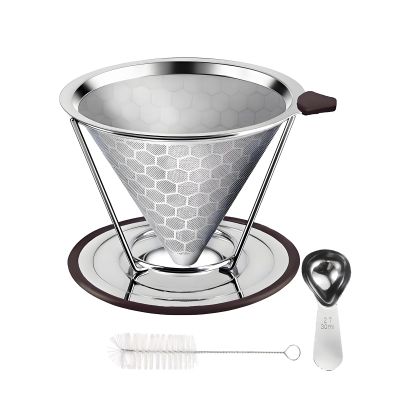 Pour Over Coffee Dripper 1-4 Cup 800 Mesh Inner Mesh Reusable Pour Over Filter Stainless Steel Coffee Strainer for Travel Coffee Dripper Easy to Clean Paperless Pour Over Coffee Maker