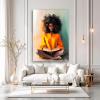 Black Woman Reading Framed Poster, Black Bohemian Art, African America Black Woman Wall Art, Black Girl Art For Living Room Ready To Hang (Framed,1624 inch) view 2