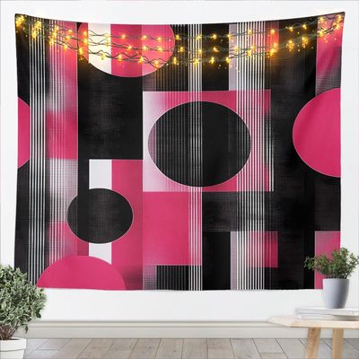 jejeloiu XLarge 70"x92" Wall Hanging Blanket Boys Girls Modern Geometric Tapestry For Kids Women Men Hot Pink Abstract Art Wall Art Ombre Effects Room Decor Lightweight