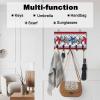 4th of July Star Key Holder Wall Mounted Key Hooks for wall Decorative, Keys Organizer Rack for Entryway, Front Door Kitchen Hallway Office, Eucalyptus Leaves Key Hanger with 5 Hooks, 9.4"x5" view 2