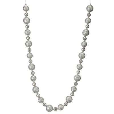 Regency International Glitter Ball Garland, 60-Inch, White Silver