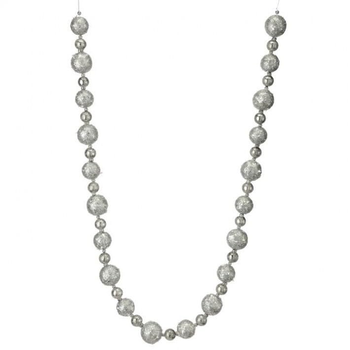Regency International Glitter Ball Garland, 60-Inch, White Silver