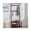Floor-Standing Solid Wood Rotating Coat RackSolid Wood Hallway Coat Rack Shoe Bench Storage Orga Furniture with Freestanding Design for Living Room Entryway Wardrobe Storage Rustic Style Co view 1