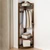 Floor-Standing Solid Wood Rotating Coat RackFreestanding Wood Entryway Corner Hall Tree with Shoe Storage Coat Rack Shelf and Stand for Office Brown view 2