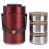 YedaHcy 2.3L Vacuum Lunch Box, 304 Stainless Steel, 3 Layer Leak Proof, Insulated Food Container, Thermal Box for Work Travel, Portable with Handle (Red) view 1