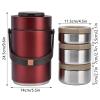 YedaHcy 2.3L Vacuum Lunch Box, 304 Stainless Steel, 3 Layer Leak Proof, Insulated Food Container, Thermal Box for Work Travel, Portable with Handle (Red) view 3