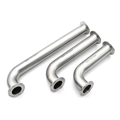 LXYLYX Elbow, 304 Stainless Steel 90 Degree Elbow Tri Clamp Long Extension 25 38 51mm Tube Sanitary Pipe Fitting Homebrew 1PC(OD51x64,L305mm)