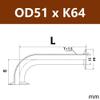LXYLYX Elbow, 304 Stainless Steel 90 Degree Elbow Tri Clamp Long Extension 25 38 51mm Tube Sanitary Pipe Fitting Homebrew 1PC(OD51x64,L305mm) view 2