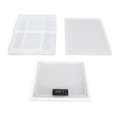 Lybunair Plastic Refrigerator Lock Box, Secure Food Storage Container with Design, Multi Purpose Cabinet for Drug, First Aid Supplies, and Valuables (White and Transparent Frame)