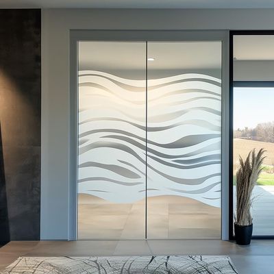 Frosted Decal with Wave Design | Privacy Window Film | Etched Glass Doors Sticker | Bathroom Office Sliding Doors Glass Cover
