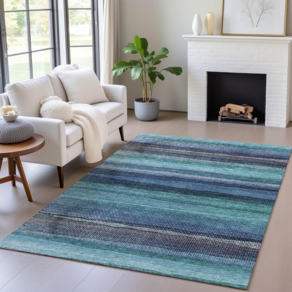Addison Rugs Chantille ACN2093 Teal 8' x 10' Indoor/Outdoor, Machine Washable, Easy Clean, Non Shedding, Bedroom, Living Room, Dining Room, Kitchen, Patio Rug