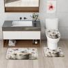 4PCS Spring Cute Samoyed Dog Shower Curtain Sets with Non-Slip Rug, U Shape and Toilet Lid Cover Mat, Rustic Flower Wood Home Bathroom Accessory Sets Decor, 72 x 72 Inch view 4