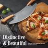 17 Pizza Cutter Rocker Blade - Stainless Steel Slicer with Double Olivewood Handles for Easy Cutting - Large Mezzaluna Chopper - Pizza Oven Accessories by Classic Cuisine view 3