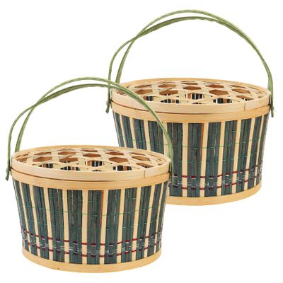 2pcs Handheld Woven Storage Basket Easter Organizer Container for Toys and Sundries Style Comfortable Handles Rustic Home Decor