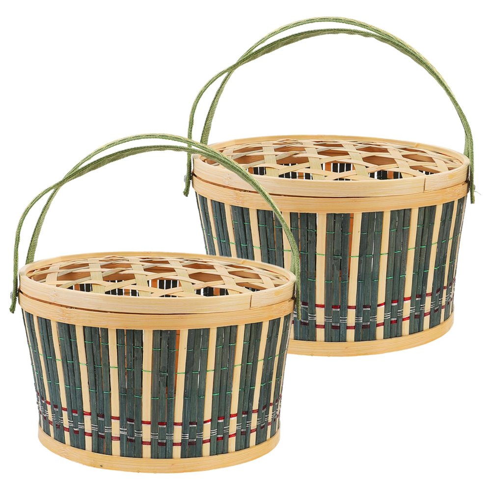2pcs Handheld Woven Storage Basket Easter Organizer Container for Toys and Sundries Style Comfortable Handles Rustic Home Decor