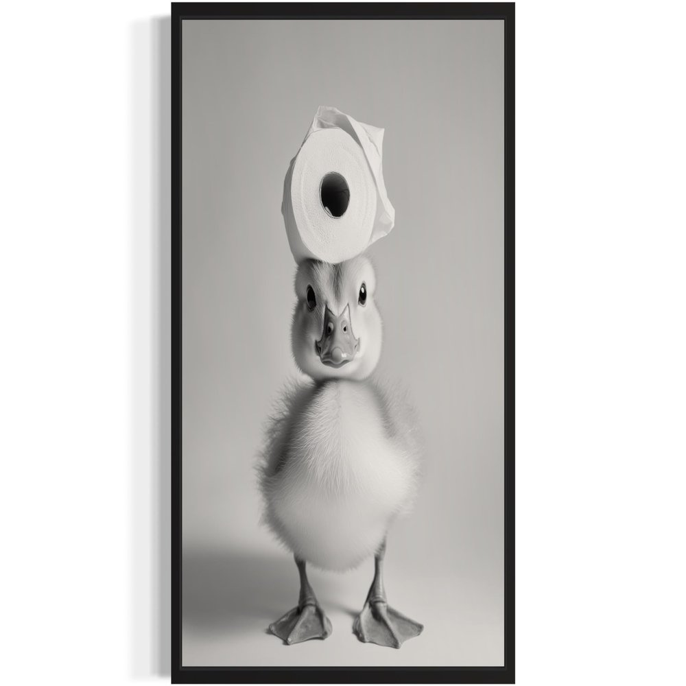 Duck Bathroom Wall Art Print Poster, Animal Restroom Toilet Paper Decor Posters Prints Home Picture Painting Artwork Gallery 144 (Duck, 10"L x 8"W, Black Frame)