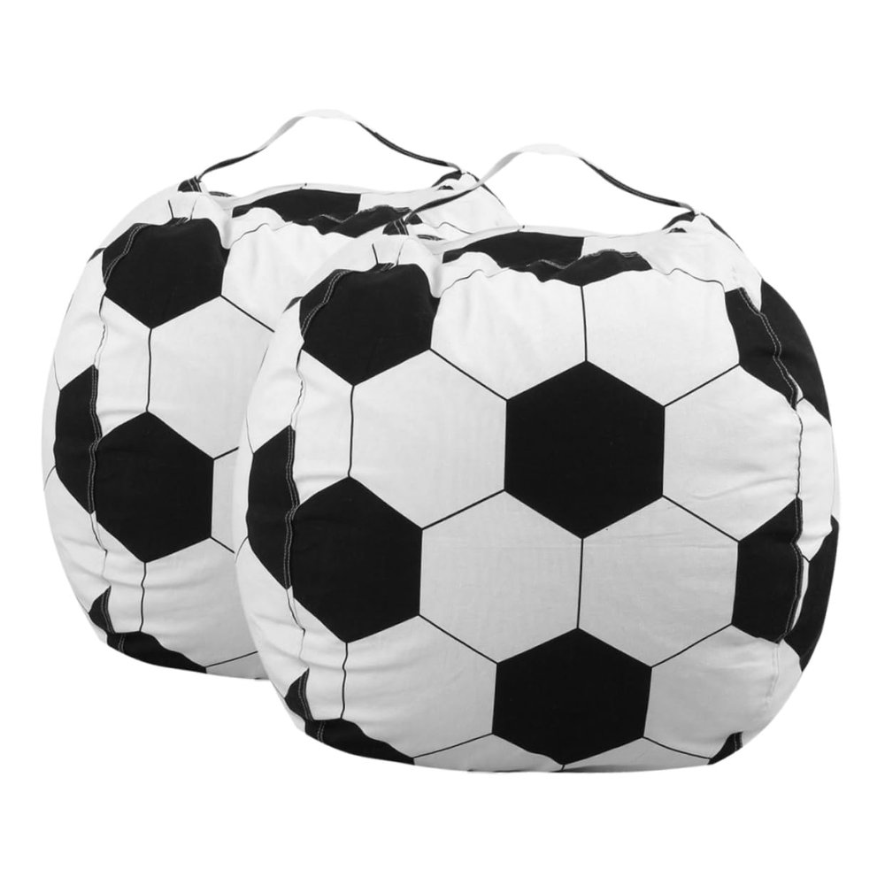 HOLIDYOYO 2pcs Soccer Pattern Stuffed Animal Storage Bag Soft Multi-Functional Bean Bag Cover for Toys Portable and Lightweight Organizing for Boy Girl
