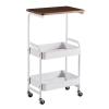 SLMslmsh-5188 Storage Shelf Slim Storage Cart 3-TierTabletop Wooden Trolley Storage Cart with Wheels for Laundry Room Narrow Place Kitchen Bedroom Tabletop Storage Rack Floor-Standing(White) view 1