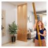 Ceiling to Floor Swivel Partition Post/ Wooden Room Dividers Adjustable Slats, 10 Posts Modern Wood Wall Room Divider Column for Living Room Restaurant Entrance, Home Decor Hollow Screen(Orange Wood,1 view 1