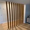 Ceiling to Floor Swivel Partition Post/ Wooden Room Dividers Adjustable Slats, 10 Posts Modern Wood Wall Room Divider Column for Living Room Restaurant Entrance, Home Decor Hollow Screen(Orange Wood,1 view 2