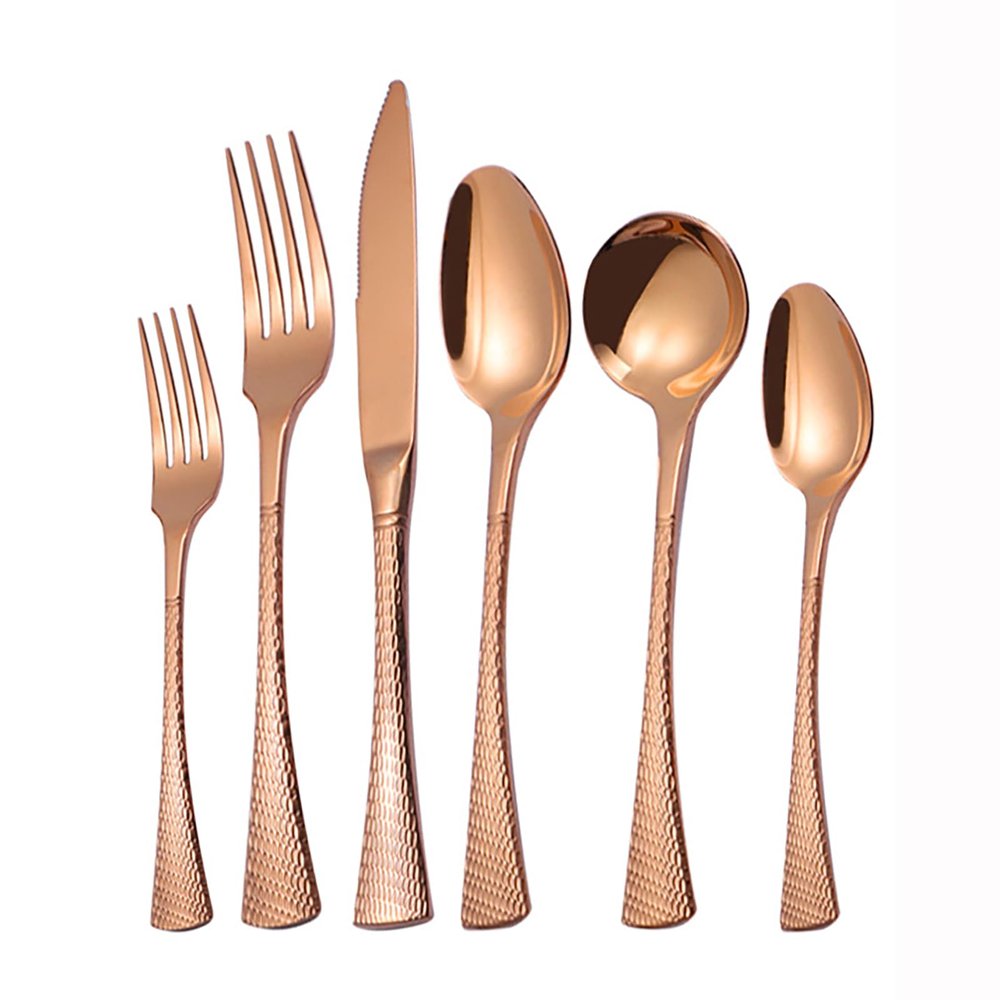 96-Pieces Fish Scale Handle Silverware Set Flatware Set for 16 Stainless Steel Utensils Set Mirror Polish Cutlery Set, Ergonomic, Dishwasher Safe for Restaurant & Formal Occasions, Rose Gold