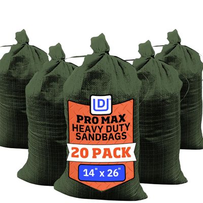 DURASACK Pro Max Heavy Duty Sand Bags for Flooding with 4,000 Hours UV Protection Sandbags for Weight, 100 lbs Capacity, 14x26 in, Green, 20 Count