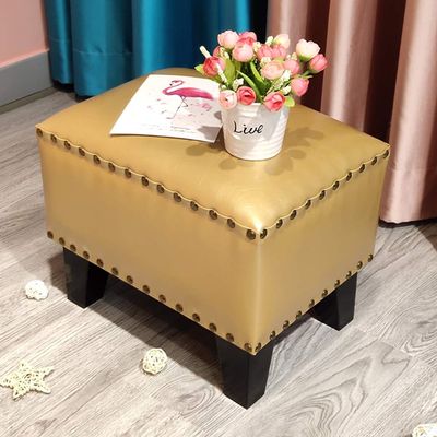 JDYHFKWP Leather Upholstered Cube Pouf Footstool with Solid Wood Frame Small Square Living Room Coffee Table Bench 36x26x30cm (14x10x12inch)
