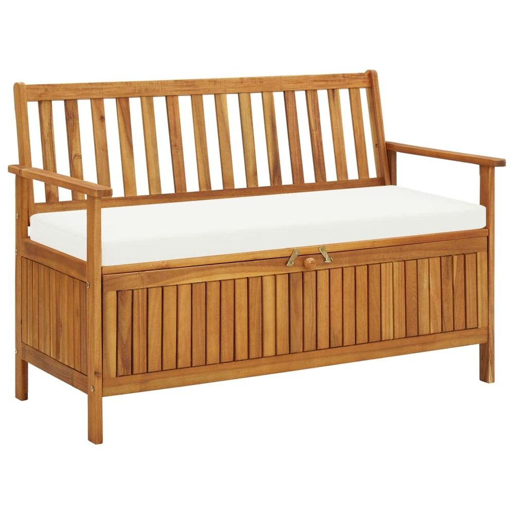 ANYCHOLE Patio Bench, Patio Storage Bench Solid Acacia Wood 47.2"x24.8"x33.1"
