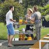 LICONG-2019 Storage Trolley Kitchen cart, Portable bar cart with Wheels, Rattan Counter Table with 2 Steel Shelves, Suitable for Terrace Kitchen Backyard Storage Cart view 3