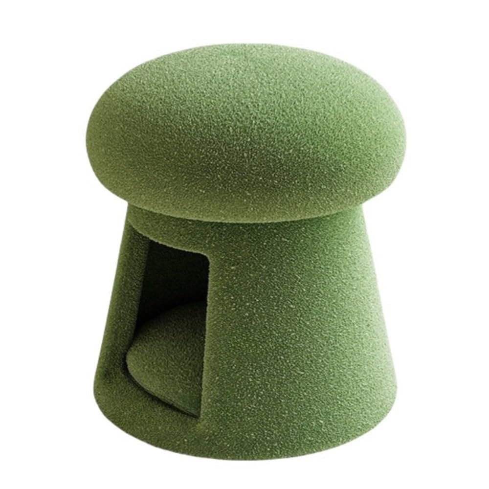 TPTBON Modern Mushroom Footstool, Wool Round Footstool, Multifunctional Dressing Stool, Low Footstool with Storage Space for Living Room Bedroom Apartment(Green)
