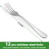 12 Piece Dinner Forks Set, Food-Grade Stainless Steel Forks Silverware, Cutlery Fork, Salad Fork, Metal Forks for Home, Kitchen or Restaurant, Mirror Polished, Dishwasher Safe - 7.3 Inch view 2