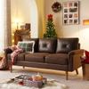 71.6" Faux Leather Couch,Dark Brown Suede Leather Sectional Couches with Comfy Cushions,Mid Century Modern Deep Seat Sofa, Luxury L Shaped Leather Couch 3-Seat Sofa for Living Room Office view 1