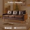 71.6" Faux Leather Couch,Dark Brown Suede Leather Sectional Couches with Comfy Cushions,Mid Century Modern Deep Seat Sofa, Luxury L Shaped Leather Couch 3-Seat Sofa for Living Room Office view 2