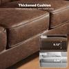 71.6" Faux Leather Couch,Dark Brown Suede Leather Sectional Couches with Comfy Cushions,Mid Century Modern Deep Seat Sofa, Luxury L Shaped Leather Couch 3-Seat Sofa for Living Room Office view 3