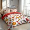 Duvet Cover Sets 3Pcs Autumn Leaves Fruit Hedgehog Comforter Cover with Zipper Orange Red Bedding Sets for Boys with 2 Pillow Shams,Twin Size 68x86 inch Bedroom Decor view 2