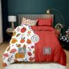 Duvet Cover Sets 3Pcs Autumn Leaves Fruit Hedgehog Comforter Cover with Zipper Orange Red Bedding Sets for Boys with 2 Pillow Shams,Twin Size 68x86 inch Bedroom Decor view 3
