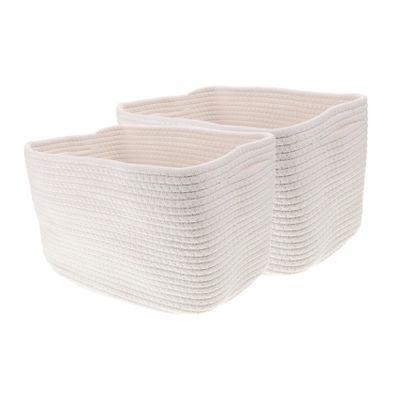 Alipis 2pcs Cotton Rope Storage Baskets Handles Woven Toy and Storage Bins for Organizing Clothes and Toys Modern Design Cotton Rope Baskets for Home Decor