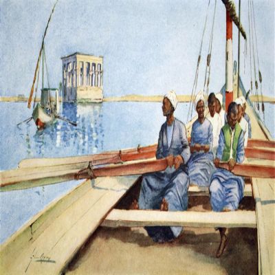 iiRTTFiRT Classic Canvas Prints Art Painting to Philae in a Felucca From the Light Side of Egypt by Lance Thackeray Vintage Print for Home Decor 60x90cm