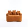 65'' Modern Curved Cloud Loveseat Sectional Sofa for Small Spaces, Luxury Plush Chenille Deep Seat Couch with 3 Pillows, No Assembly Needed Apartment Living Room Furniture, Orange view 3