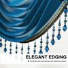 Leeva 59" Wide Cobalt Blue Waterfall Valance, 2 Swags Elegant Sheer Swag with Crystal Beads, Light Filtering Voile Curtain for French Doors & Bedroom, 1 Panel view 3