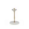 CatchDragon Brass Gold Free Standing Paper Towel Holder Countertop,Decorative Paper Towel Holder Stand with Marble Base and Crystal Ornament for Kitchen Bathroom (White Base/Crystal, Small-9.2inch) view 3