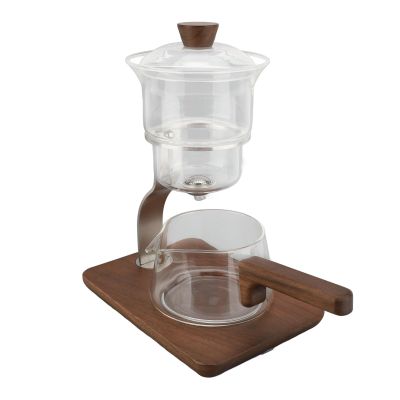 350ml Capacity Magnetic Easy Cleanup Convenient Glass Teapot with Walnut Wood for Home, Unique Handmade Design Ideal for Family Gatherings, Office Breaks