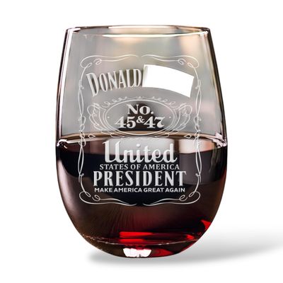 47 Stemless Wine Glass | Engraved Presidential Glassware | Patriotic Gift for Supporters | Etched Stemless Wine Glass | 20oz Wine Glass for Celebration